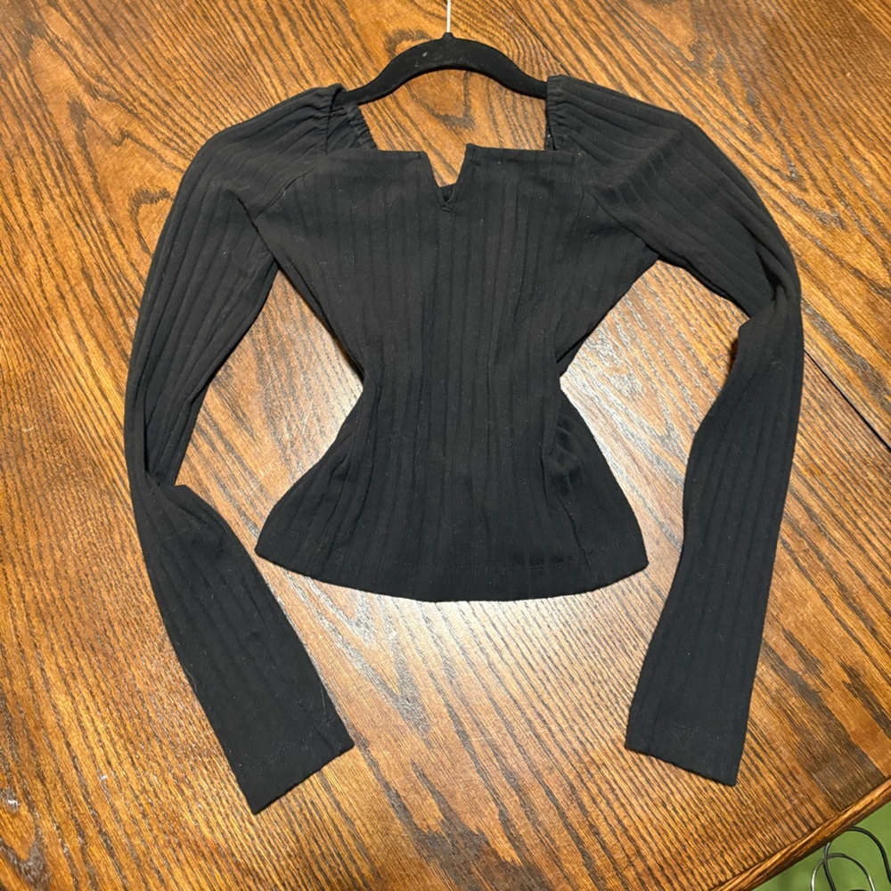 Free People Black Ribbed Top